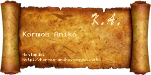 Kormos Anikó névjegykártya